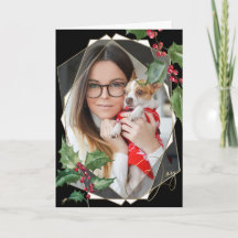 Watercolor Holly e Red Berries