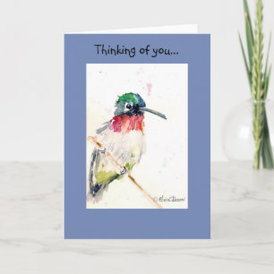 Cartão Watercolor Hummingbird Card