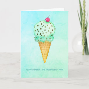 Cartão Watercolor Ice Cream Summer Greeting