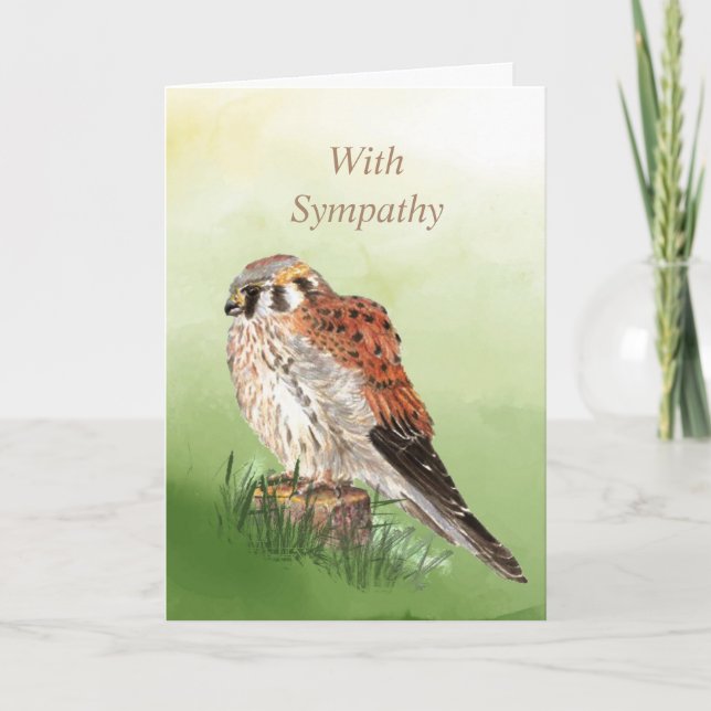 Cartão Watercolor Kestrel Falcon Sparrow Hawk Bird Nature (Frente)