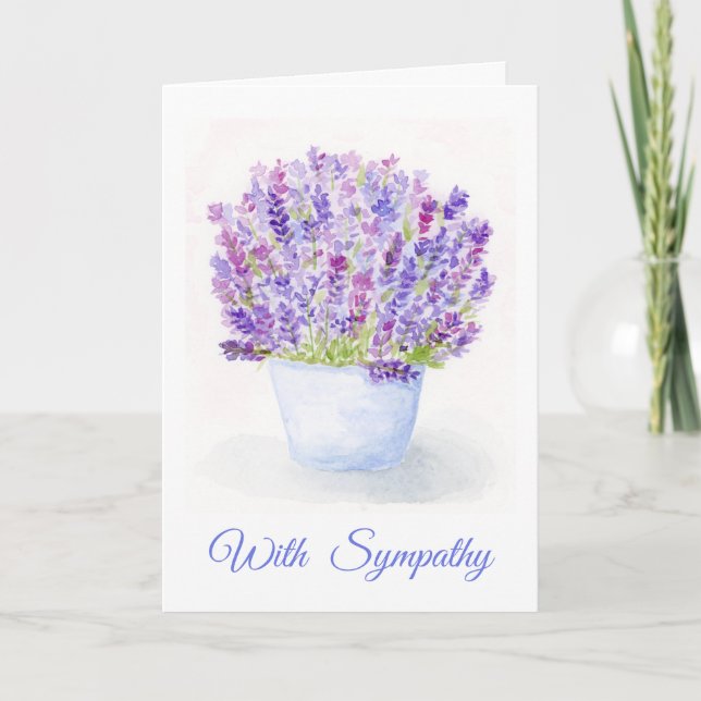 Cartão Watercolor Lavender Floral Plant SYMPATHY  (Frente)