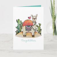 Watercolor Llama Com Cactus