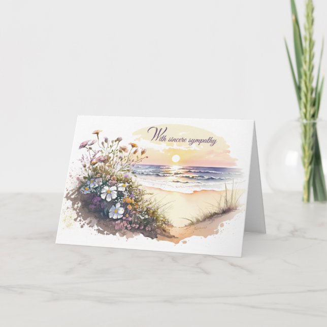 Cartão Watercolor Ocean Beach para simpatia (Frente)