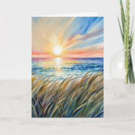Cartão Watercolor Ocean Sunrise Sympathy