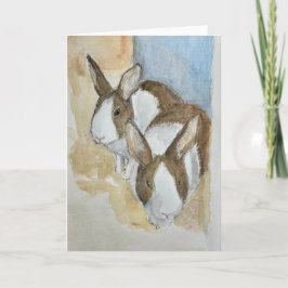 Cartão Watercolor of 2 Dutch bunnies on greeting card