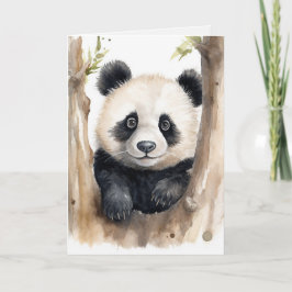 Cartão Watercolor Panda Bear Birthday