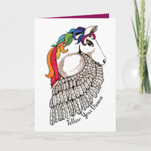 Cartão Watercolor Pegasus With Rainbow Hair