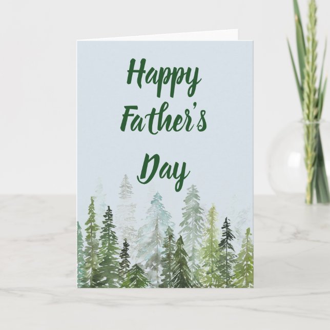 Cartão Watercolor Pines Father's Day Customizable Card (Frente)