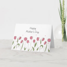 Cartão Watercolor Pink Tulip Mother's Day Greeting Card