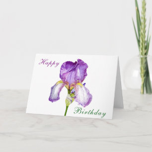 Cartão Watercolor Purple Iris Birthday Foled Card
