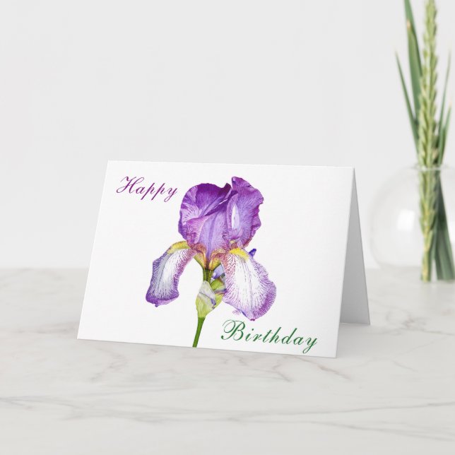 Cartão Watercolor Purple Iris Birthday Foled Card (Frente)