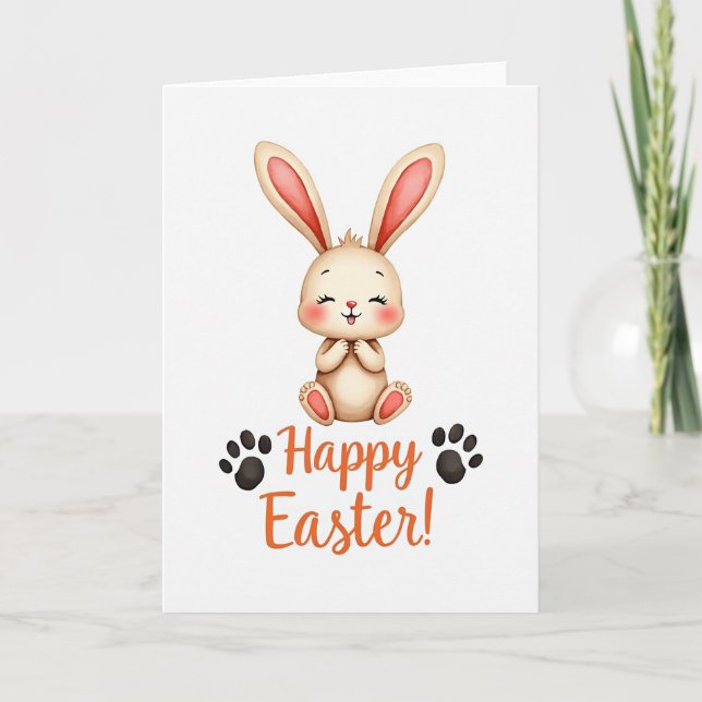 Cartão Watercolor Rabbit Easter Card (Frente)