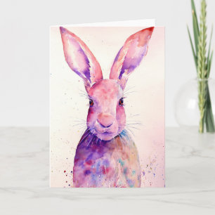 Cartão Watercolor Rabbit (Hare) Greeting Card