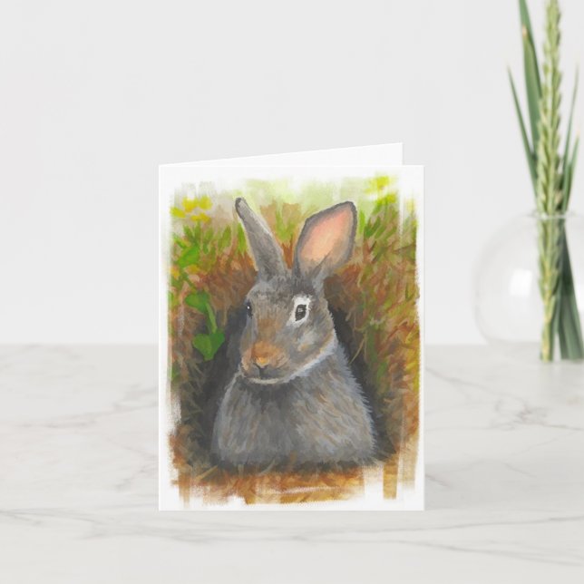 Cartão Watercolor Rabbit Note Card (Frente)