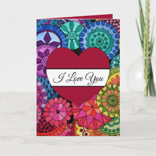 Cartão Watercolor Rainbow Mandala With Heart