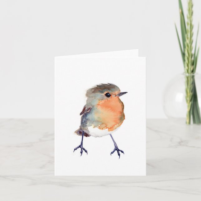 Cartão Watercolor Robin Card (Frente)