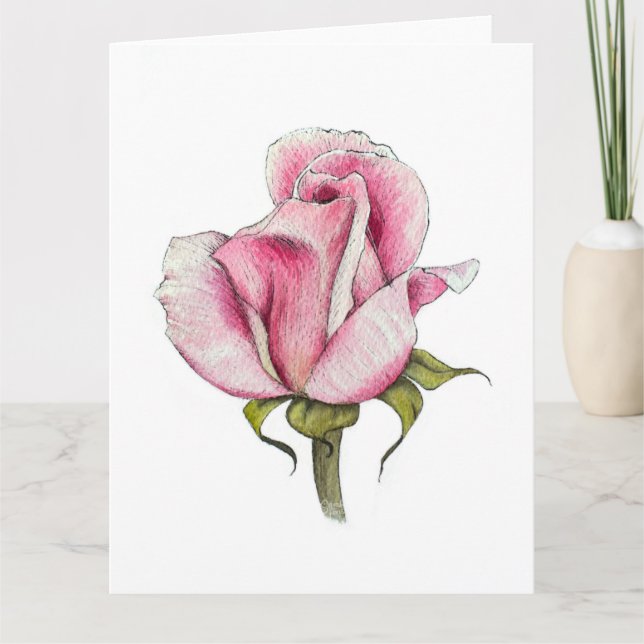 Cartão Watercolor Rose Blank Greeting Card (Frente)