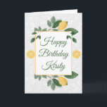 Cartão Watercolor Siciliano Lemons Happy Birday<br><div class="desc">Design de Lemons Sicilianos com cor d'água com padrão branco floralGráficos por DigitalCurio no Etsy</div>