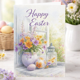 Cartão Watercolor Spring Florals Happy Easter Card