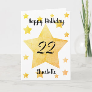 Cartão Watercolor Stars 22º Aniversário