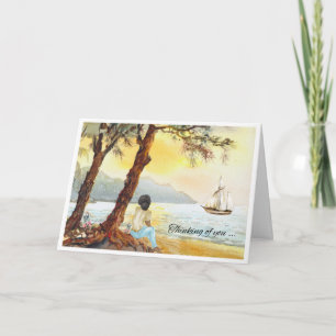 Cartão Watercolor Sunset Sailboat Sympathy