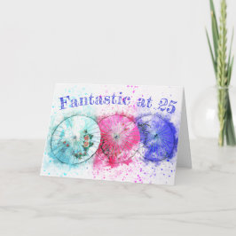 Cartão Watercolor Tropical Drink Umbrellas 25 Aniversário