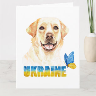 Cartão Watercolor Ucrânia Yellow Lab e Butterfly