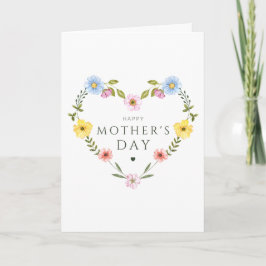 Cartão Watercolor Wildflower Shaped Heart Mother's Day