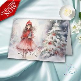 Cartão Watercolor Winter Wonderland Christmas Sprite