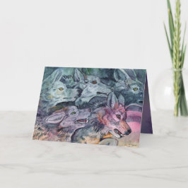 Cartão Watercolor Wolf Pack