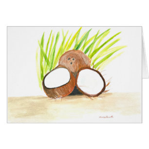 Cartão Watercolour das frutas dos cocos