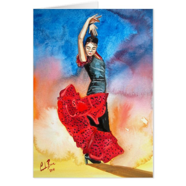 Cartão Watercolour do DANÇARINO do FLAMENCO (Frente)