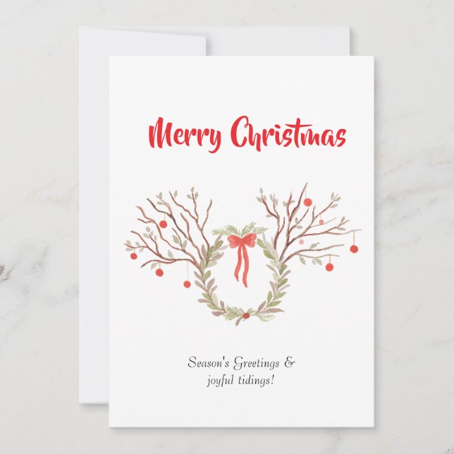 Cartão Watercolour elegant christmas Flat Greeting Card (Frente)