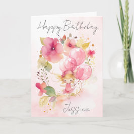 Cartão Watercolour Floral Fairy Birthday Card