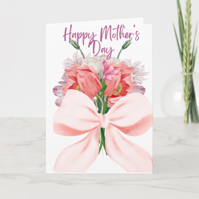 Cartão Watercolour Floral Happy Mother's Day (Frente)