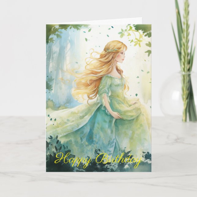 Cartão Watercolour Forest Princess (Frente)