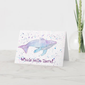 Cartão Watercolour Humpback Whale "Hello There" Card