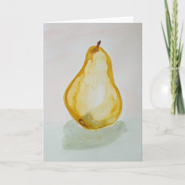 Cartão Watercolour Pear Greeting Card (Frente)