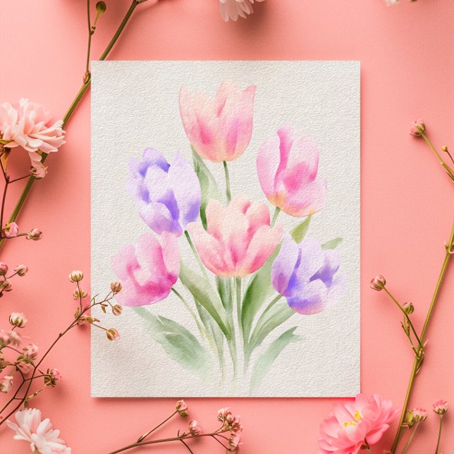 Cartão Watercolour Tulips Mother’s Day Card (Criador carregado)