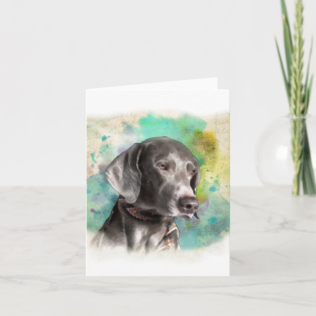 CARTÃO WATERCOLOUR WEIMARANER NOTE CARD WITH ENVELOPE (Frente)