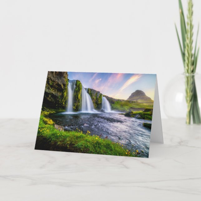 Cartão Waterfalls | Kirkjufellsfoss, Iceland (Frente)