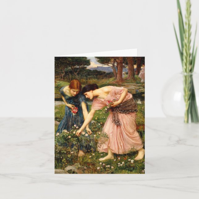 Cartão Waterhouse Gather Ye Rosebuds Note Card (Frente)