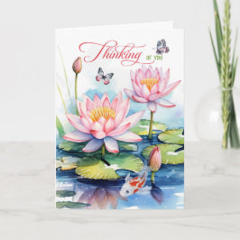 Cartão Waterlily Garden with Koi Fish Thinking of You