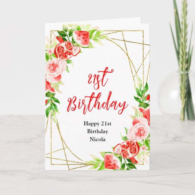 Cartão Watermelon and Pomegranate Birthday (Frente)