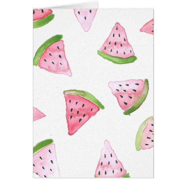 Cartão Watermelon Watercolor Impressão Greeting Card (Frente)