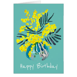 Cartão Wattle Mimosa yellow flower art Austrália