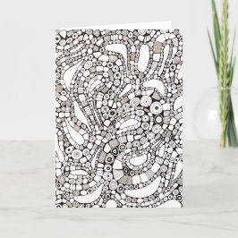 Cartão Wavy Bendy Circles Square Abstract Pen Drawing