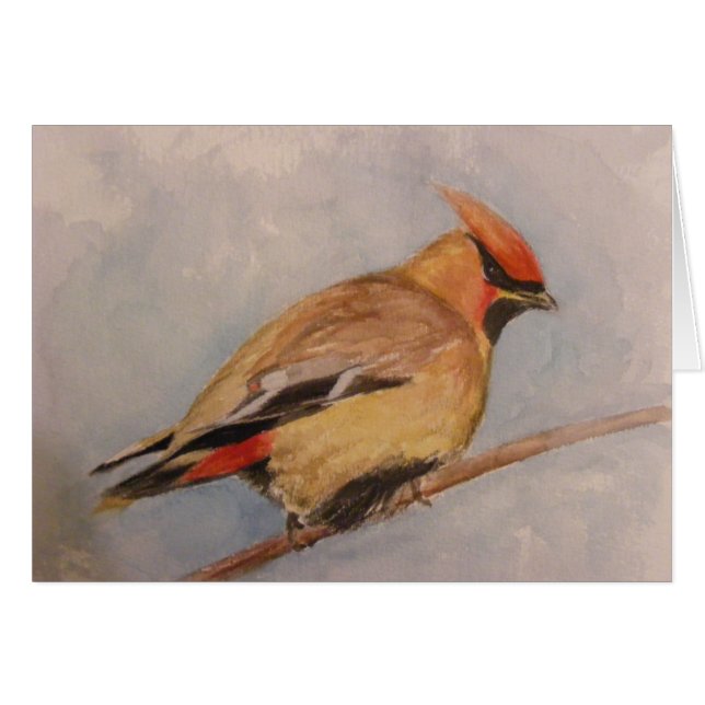 Cartão Waxwing de cedro (Frente Horizontal)