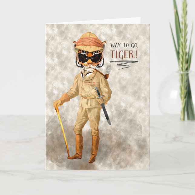 Cartão Way To Go Tiger Felizes Hipster Safari Tiger (Frente)