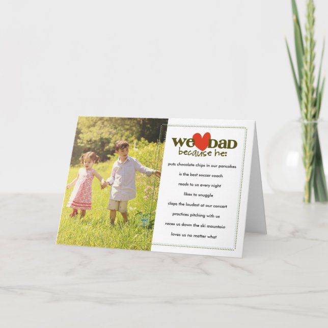 Cartão We Heart Dad Because... (Frente)